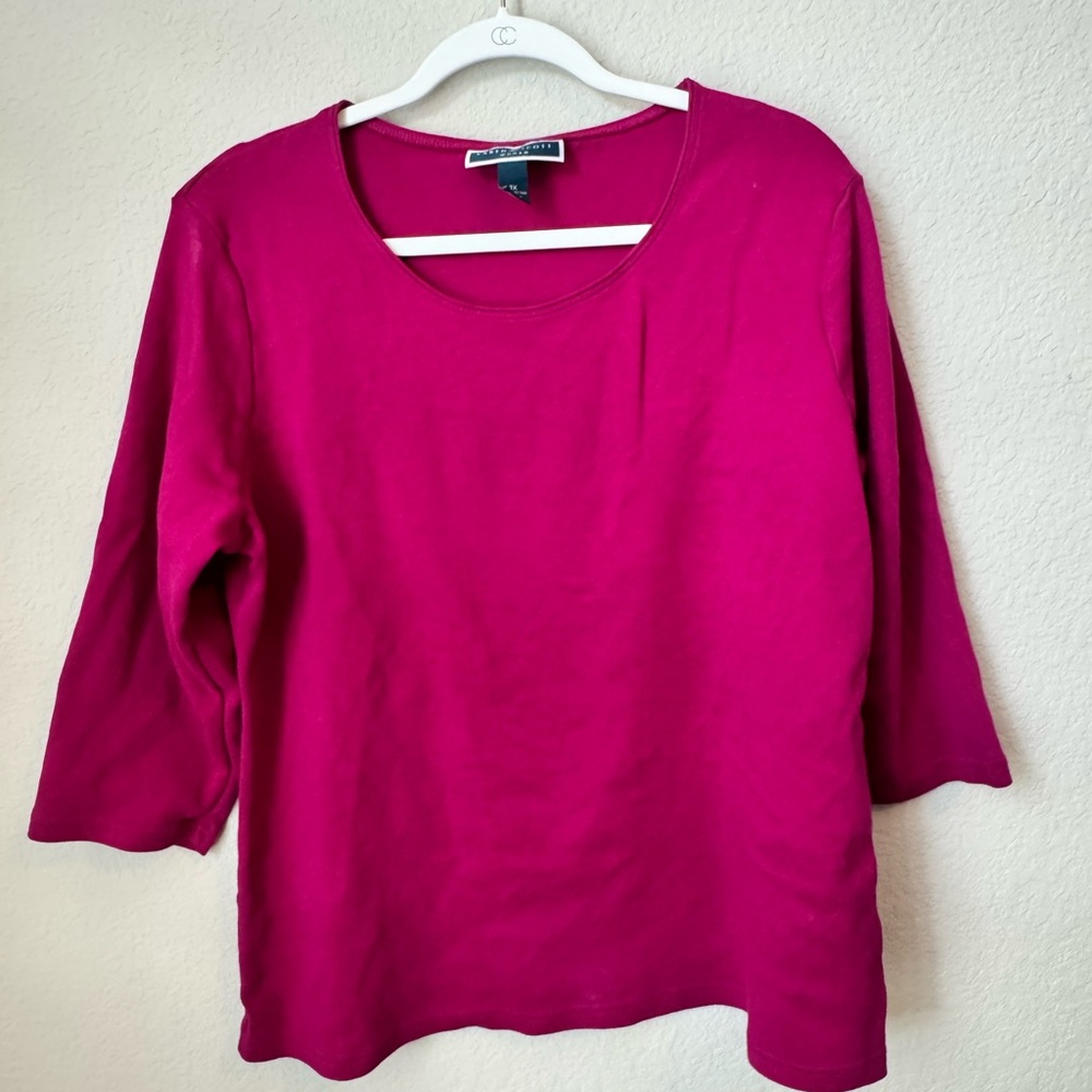 Karen Scott Fuchsia 3/4 Sleeve Top